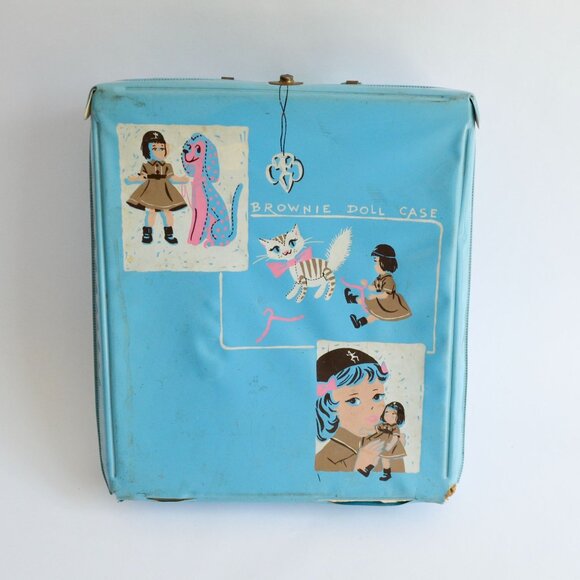 Vintage 1960's Brownie Doll Case Effanbee Blue Carry Storage - Picture 1 of 7